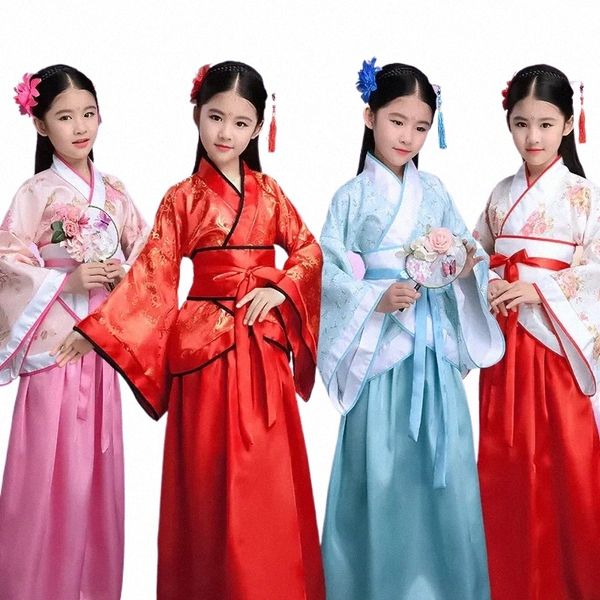 Kostüm Mädchen Kinder Kimo Traditial Vintage Ethnische Fan Studenten Chor Tanz Kostüm Japanische Yukata Kimo Stil e8kp #