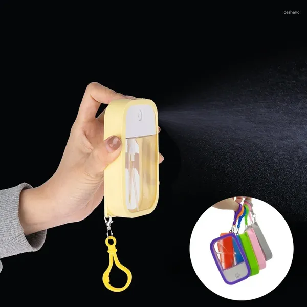 Depolama Şişeleri 38ml Keychain Mini Sanitize ile Doldurulabilir Sprey Kokulu Vegan El dezenfektan Parfüm Alkol Su Seyahat Şişesi