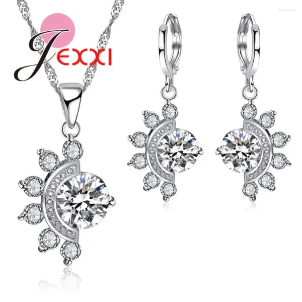 Set di orecchini per collana, orecchini pendenti in argento sterling 925 a forma di riccio astratto alla moda, eleganti gioielli di fidanzamento di nozze di lusso