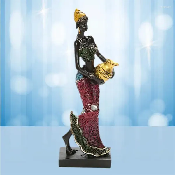 Dekorative Figuren, afrikanische Figur, Frauenfigur, Stammesdame, Statue, Skulptur, Sammlerstück, Kunststück, Dekoration für Zuhause, Büro, TV-Schrank