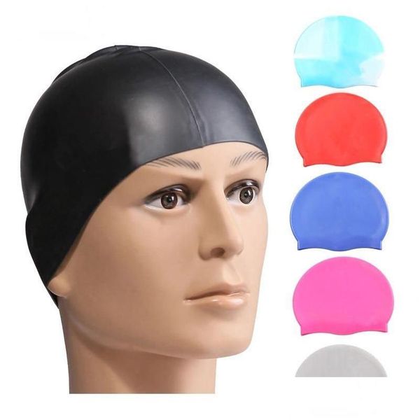 Toucas de natação Rainbow Colorf Impermeável Sile Orelha Longa Proteção de Cabelo Swim Pool Cap Chapéus de banho para Adts Jxw603 Drop Delivery Sports Otz06