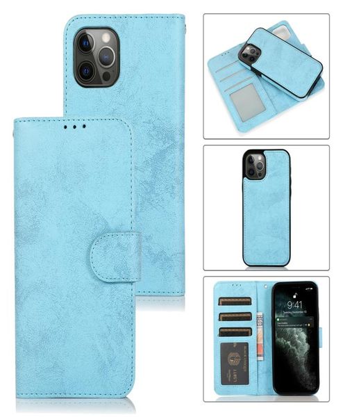 Abnehmbare Brieftaschenhüllen aus Vintage-Leder für iPhone 14 Pro Max 13 12 11 XR XS X 8 7 Plus Slim Fit Kartensteckplätze Halter Flip Stand Pho9705409