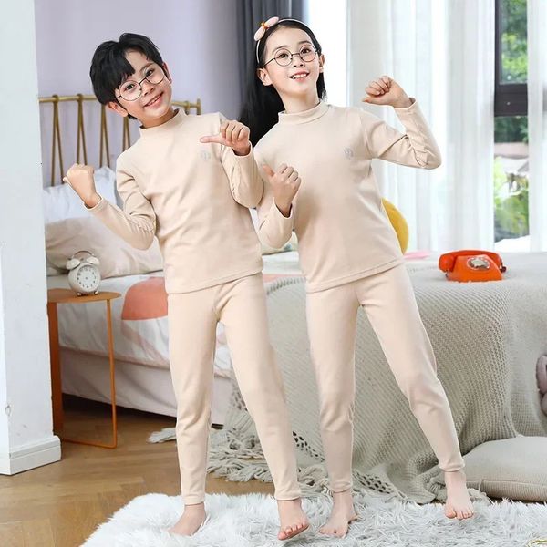 Roupa interior térmica das crianças conjunto outono e inverno grosso menino e meninas traceless bebê roupas de outono quente macio sleep wear 240314