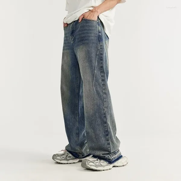 Мужские брюки, одежда, весенние повседневные классические потертые джинсы, свободные спортивные штаны, модные брюки в стиле ретро, уличные мужские широкие брюки