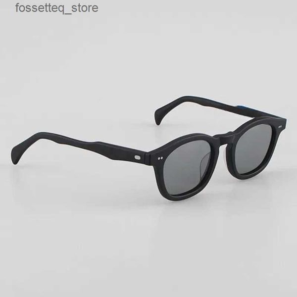 Occhiali da sole Occhiali da sole con montatura nera opaca da uomo Occhiali da sole polarizzati da viaggio retrò di alta qualità in acetato ovale UV400 per donna L240322