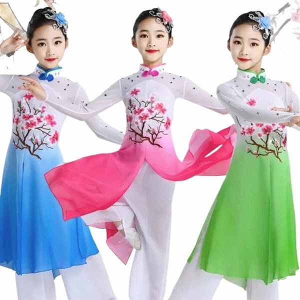 Традиционный китайский народный танец Классические танцевальные костюмы для девочек Древняя одежда Ханфу Одежда Yangko Performance Fan Dance Wear Z9K3 #