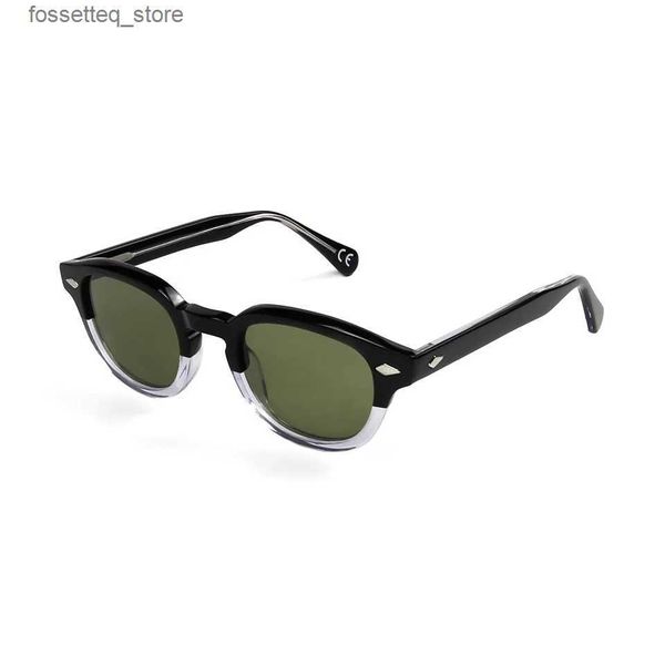 Occhiali da sole Designer di marca Rotondi Occhiali da sole da uomo in cristallo nero Occhiali da sole retrò in acetato Uv400 Driving Oculos L240322