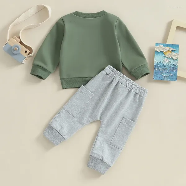 Conjuntos de roupas da criança do bebê menino menina roupas cor sólida manga longa moletom topo calças casuais conjunto 2 pçs outono inverno outfit