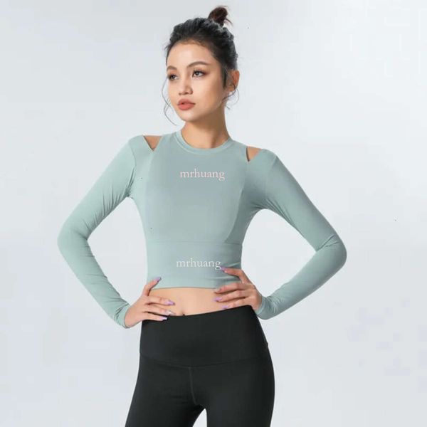 LU Sports Long Crop Yoga Sleeve Abnehmen Speed Yoga Damen elastische Leggings Top Quick Dry T-Shirt Laufen Fiess Kleidung