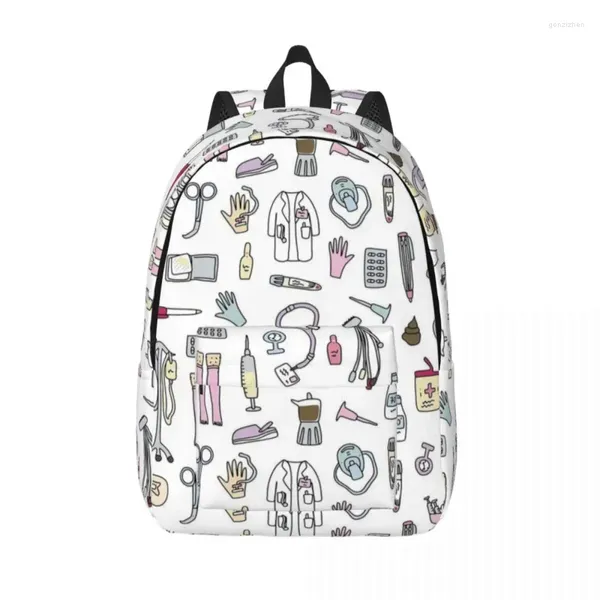 Borse portaoggetti Cartoon Enfermera En Apuros Zaini di tela per uomo Donna Scuola Studente universitario Bookbag Adatto a laptop da 15 pollici