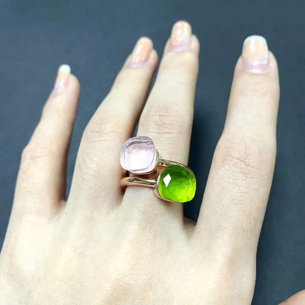 2 pezzi set anello classico impilato anello di cristallo di colore della miscela 30 colori anello stile caramella regalo di compleanno per le donne 240318