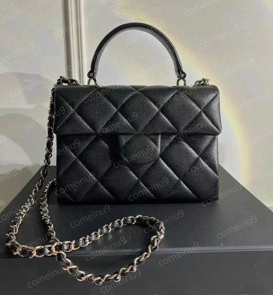 2024 Vintage Mirror Kaliteli Havyar Tutucu Tote Çantalar 21cm Kadın Tasarımcısı Kapitone Crossbody Zincir Çantalar Orijinal Deri Omuz Çanta Kutusu 12a Sınıf