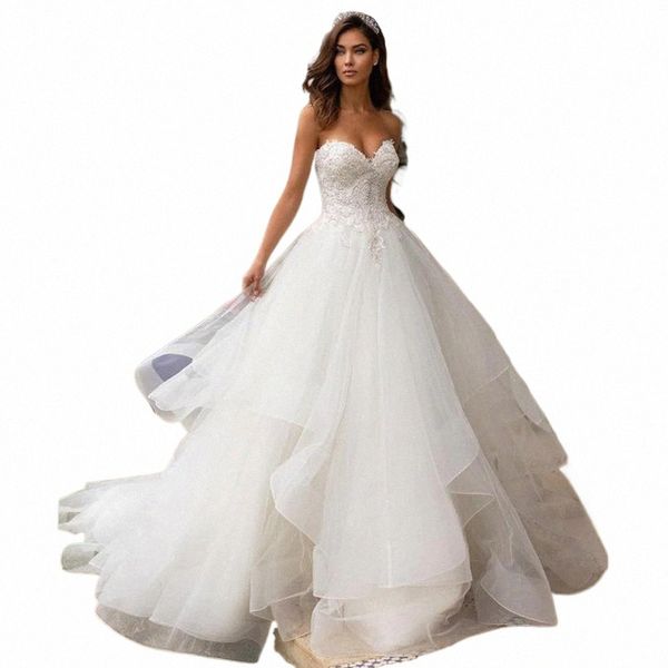 Backl Princ Pailletten Perlen Mieder Luxus Brautkleid Schatz Spitze Applikationen Puffy Organza Hochzeit Dr Robe de Marie n4t1 #