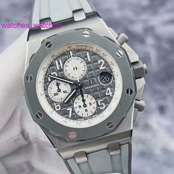 Elegance AP kol saati Royal Oak Offshore Serisi 26470io Mens Saat Gri Seramik Yüzük Titanyum Metal Takvim Zamanlaması 42mm Otomatik Mekanik Saat