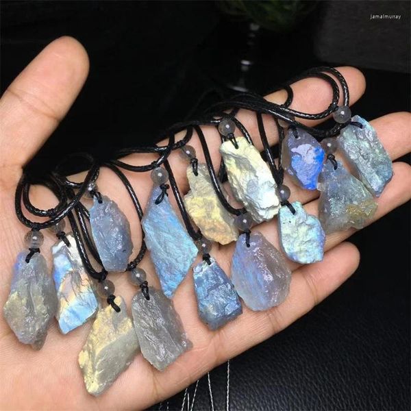 Encantos Natural Raw Labradorite Pingente Escultura Cristais E Pedras Cura Moda Jóias Presente 1pcs