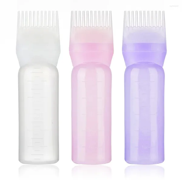 Garrafas de armazenamento 120ml multicolor plástico tintura de cabelo recarregável garrafa aplicador pente dispensador salão coloração cabeleireiro estilo ferramenta