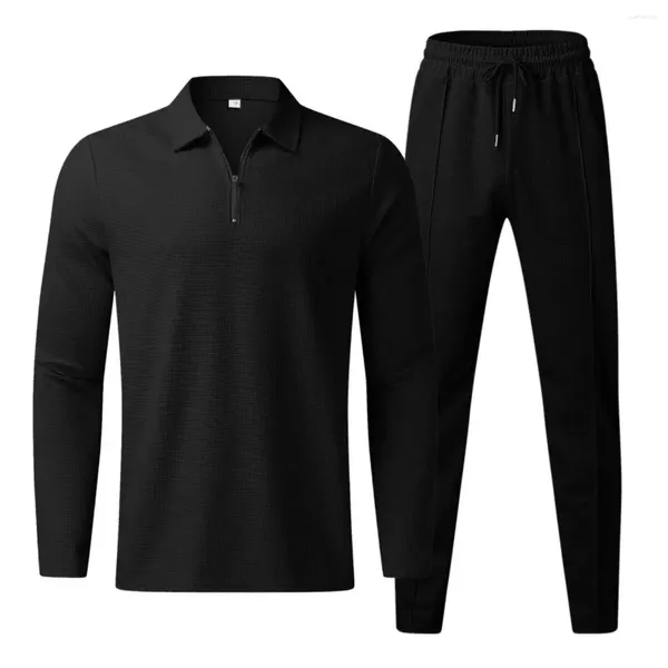 Tracksuits masculinos 2024 conjunto casual de manga comprida top e calças S-3XL europeu americano moda cor sólida de alta qualidade plus size