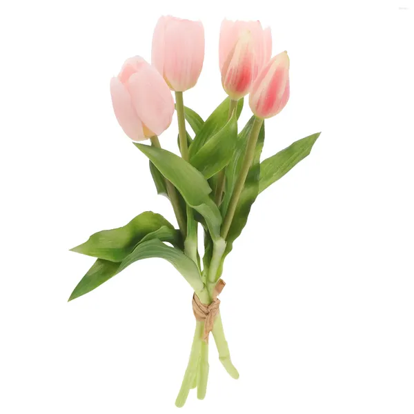 Fiori decorativi Tulipani con bouquet Decorazioni per la casa Camera da letto Finti a mano per vaso di plastica per la casa Sposa