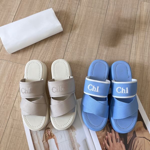 Luxurys Designer Woody Canva Slipper Chioe Cloe gewebte Sandalen Wedges Damen Plateau Slide Clogs Schuh Sandale Hausschuhe Sommer Sliders House Lady Mule