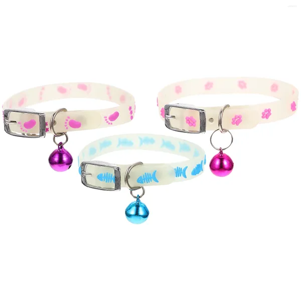 juchiva Collari per cani 3 pezzi Collare per cucciolo fluorescente Night Pet Neck Ornament Bell Strap