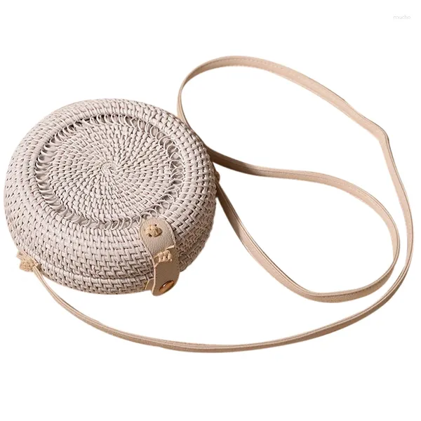 Omuz çantaları beyaz içi boş rattan çanta bali bohem kadınları vintage saman plaj çanta mini yuvarlak çapraz crossbody el yapımı