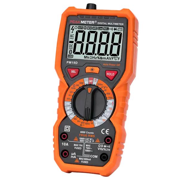 Produttore cinese Misuratore di temperatura e frequenza Multi tester elettrico Corrente continua Manuale Gamma Multimetro PM19D