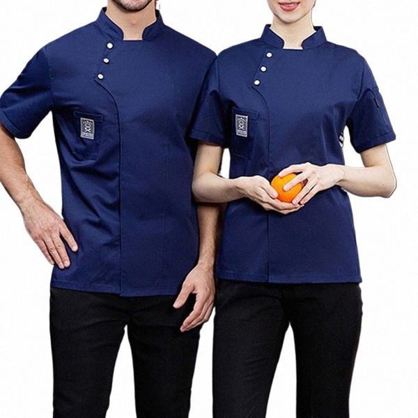 Uniforme de trabalho unissex do chef Mens Womens Respirável Chef Casaco Cook Jacket Hotel Restaurante Cantina Cake Shop Cafe Costume y8Nm #