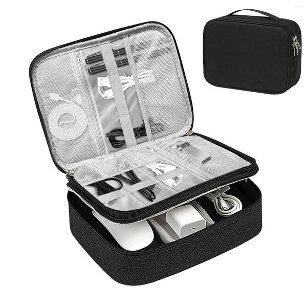 Sacos de armazenamento mini portátil dupla camada universal organizador saco acessórios eletrônicos usb drive doméstico viagem cablecards à prova de poeira