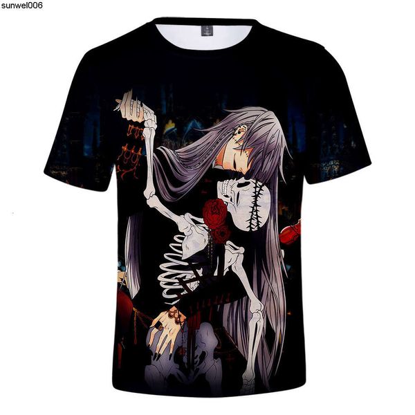 Novo anime japonês Black Deacon?Butler Surrounding 3d Digital Impresso Camiseta Casual de Manga Curta