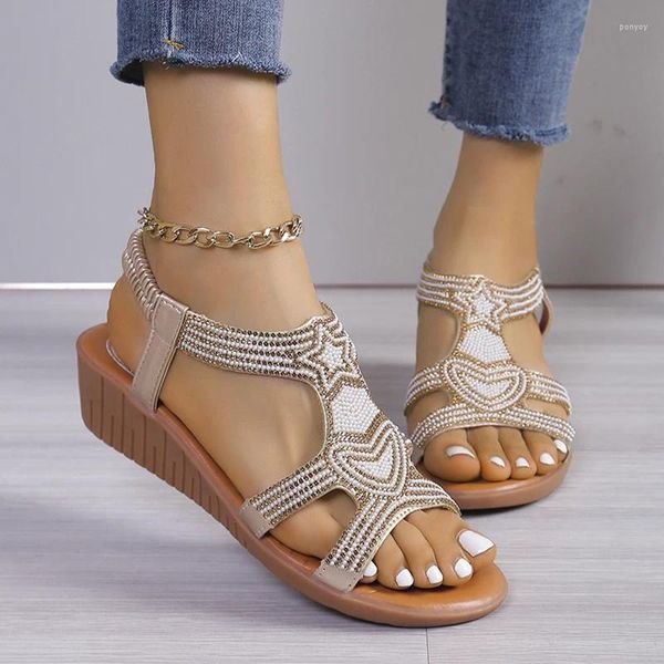 Sandali da donna con zeppa in rilievo Scarpe eleganti estive casual 2024 Scarpe da spiaggia classiche da passeggio classiche Infradito Mujer Presentazioni aziende produttrici giochi