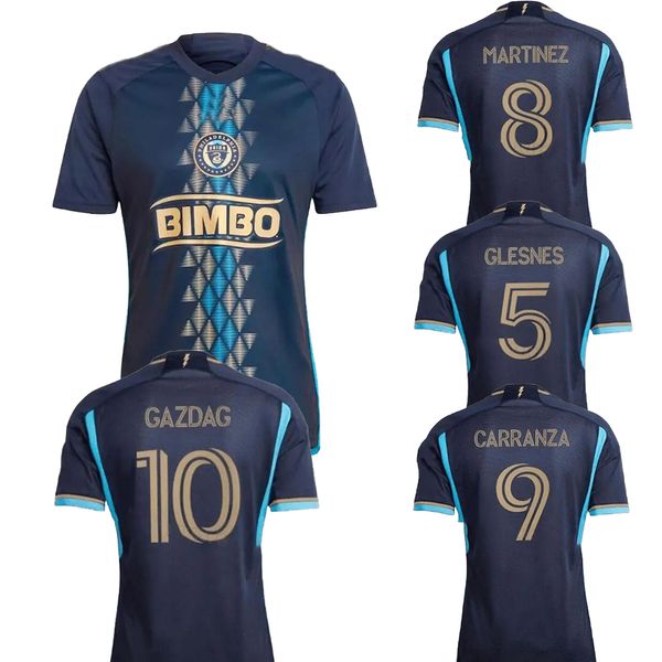 Philadelphia Union 24-25 Camisa de futebol de qualidade tailandesa personalizada yakuda MONTEIRO 10 CARRANZA 9 MARTINEZ 8 UHRE 7 GLESNES 5 GAZDAG 6 SANTOS 17 BURKE 19 GAZDAG wear