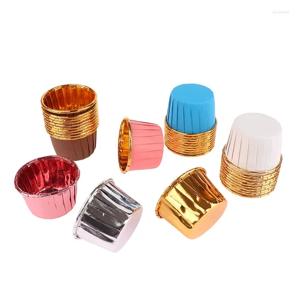 Ferramentas de bolo 10 Pcs Folha de Alumínio Muffin Cupcake Forro Wrappers Baking Cup Bandeja Caso Copos de Papel Pastelaria Fontes de Festa