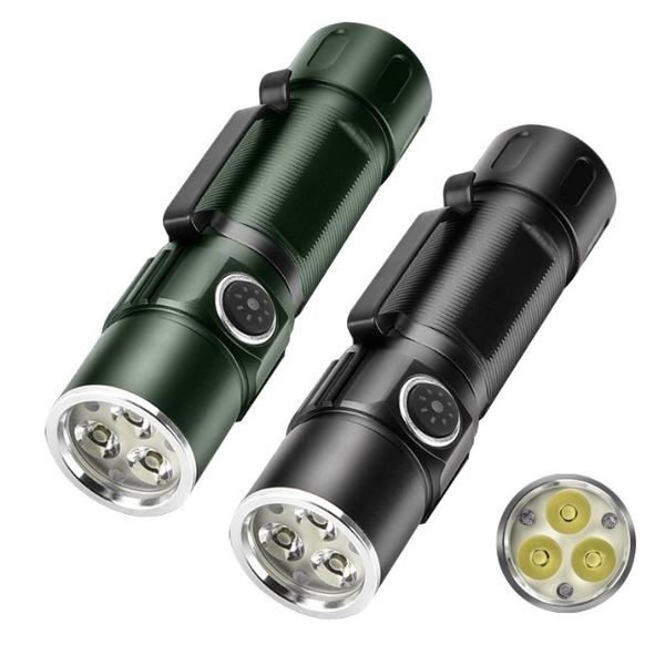 Новый сверхмощный фонарик, 3-ядерный светодиодный мини-тактический фонарик, USB перезаряжаемый светодиодный фонарик высокой мощности с уличной ручной лампой для кемпинга