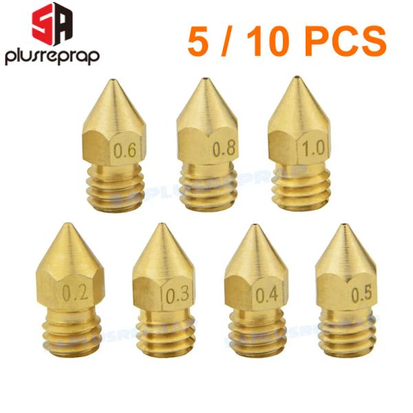 Ugello di ottone 5/10pcs MK8 0,2 mm 0,3 mm 0,4 mm 0,5 mm Ugello della testa di stampa estrusore per 1,75 mm CR10 CR10S ENDER-3 Accessori stampanti 3D