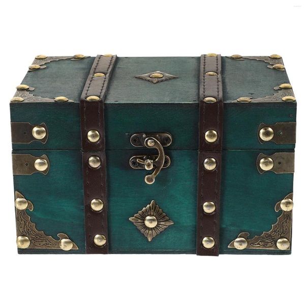 Sacos de armazenamento Caixa de jóias Vintage Money Case Madeira Multi-funcional Trinket Container Treasure Chest
