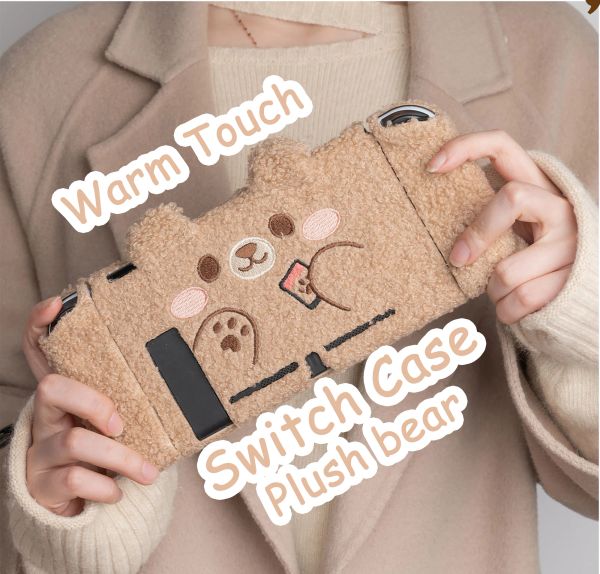 Custodie Custodia calda e carina per Nintendo Switch Nuovo simpatico orso in peluche Nintendo Switch Custodia rigida protettiva per Joycon divisa per accessori NS