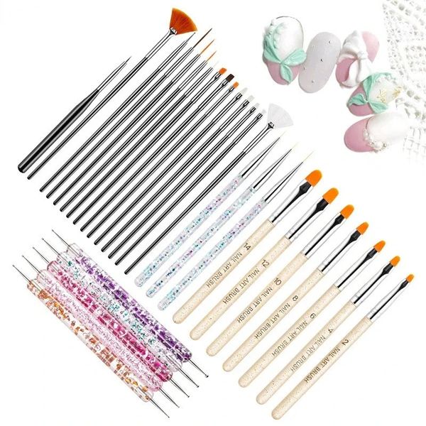 NEU 2022 Multiple Nail Art Nail Pinsel Design Tip Zeichnung Schnitzdoting Nail Pen Builder Flat Liner Acrylgel Polnische Maniküre