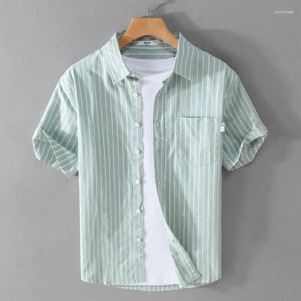 Männer Casual Hemden Japan Artsy Stil Oxford Klassische Gestreifte Business Blusen Für Jugend Mann 2024 Sommer Mode Männlich Coole tops