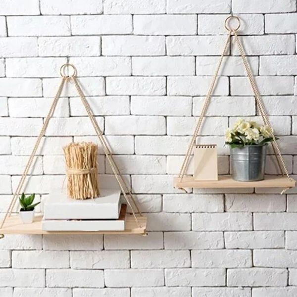 Piastre decorative spago in legno scaffale a parete fiore rack in stile nordico organizzazione oscillazione swing h