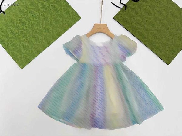 Luxury Girls Dresses Kids Designer Roupos Skirt Baby Festa de festa 90-150 cm Carta colorida impressão de princesa vestido 24mar