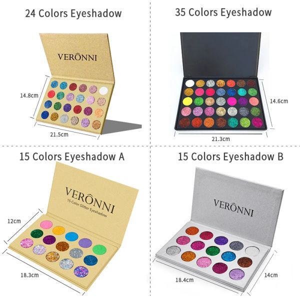 Shadow VERONNI Glitter Eyeshadow Palette Pigment Shine Paillettes Ombretto Evidenziatore Shimmer Colorato Make Up Pallete