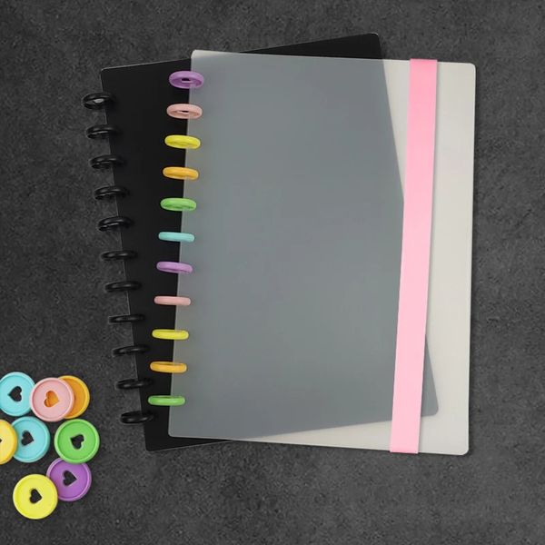 Diy a4 notebook conjunto cogumelo buraco capa discos de ligação fivela cinta elástica simples faculdade escritório diário material escolar 240329