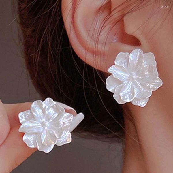 Ohrstecker Minimalistisch Koreanisch Für Frauen Mädchen Sommer Weiße Blume Ohrring Exquisite Perle Kugel Hoop Ohrringe Modeschmuck