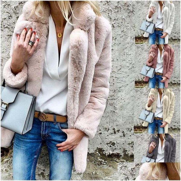 Mulheres misturas de lã mulheres inverno designer casacos rosa branco pele falsa quente parka mulher moda desconto roupas drop delivery vestuário ou dha5t