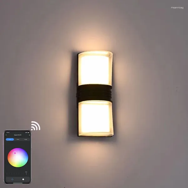 Lampada da parete moderna in alluminio acrilico Graffiti con regolazione intelligente della luce del portico per esterni con controllo APP TUYA