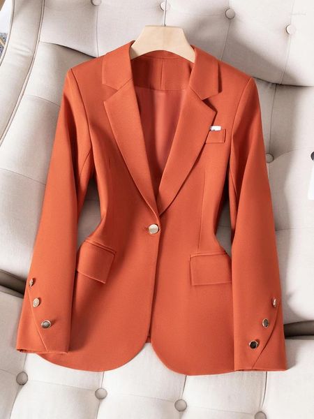 Damenanzüge Mode Frauen Formale Blazer Orange Khaki Schwarz Weibliche Büro Damen Langarm Business Arbeitskleidung Jacke Für Herbst Winter