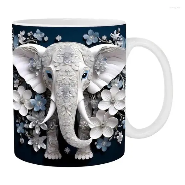 Canecas Elefante Café Chá Caneca 350ml Bebida Cerâmica com Alça Viagem para Uísque Suco Sopa Vinho Cerveja