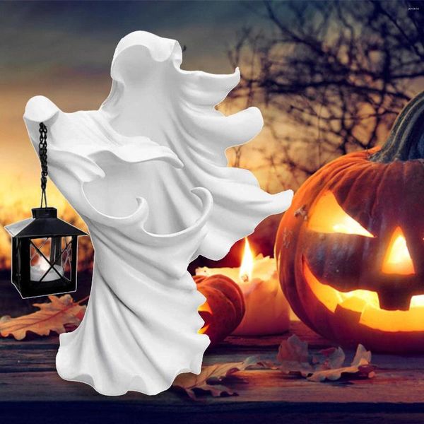 Decoração de festa vintage resina halloween bruxa status assustador inferno mensageiro com lanterna sem rosto fantasma escultura decoração para casa ao ar livre