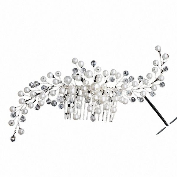 mais novo austríaco Crystal Peals Hair Combs Clips Fi Wedding Bride Bridesmaids Headdr Headpieces Accories 69kD #