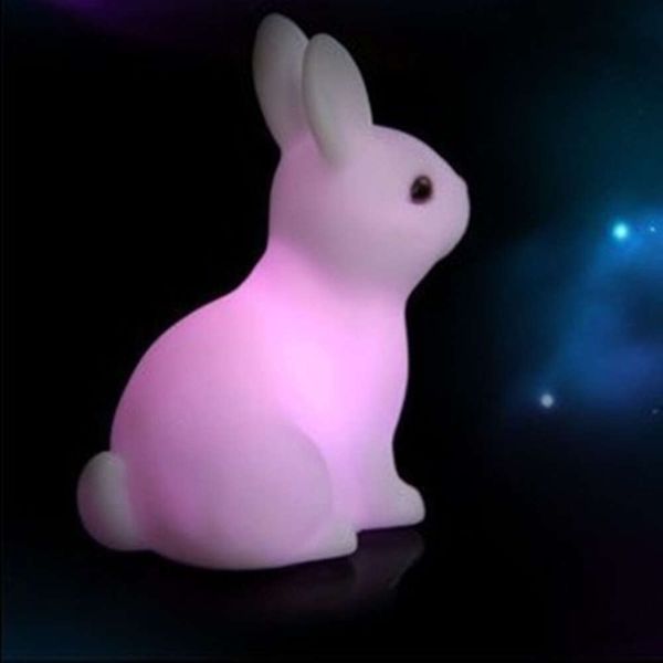 Nuove luci notturne colorate di coniglio per bambini Regali per bambini Cartone animato simpatico coniglietto animale Lampada Decorazione natalizia Regalo di compleanno per bambini